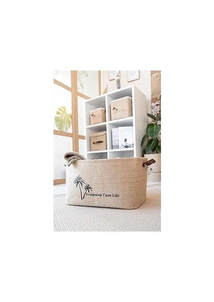 Bee Jüt Dolap Içi Çamaşır Çocuk Odası Oyuncak Düzenleyici Katlanır Saklama Sepeti Organizer 34X