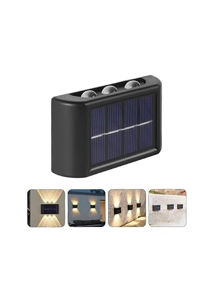 Solar Güneş Enerjili, Suya Dayanıklı ve Duvara Monteli 6 Led’li Aplik - Bahçe, Teras, Havuz Kenarı,