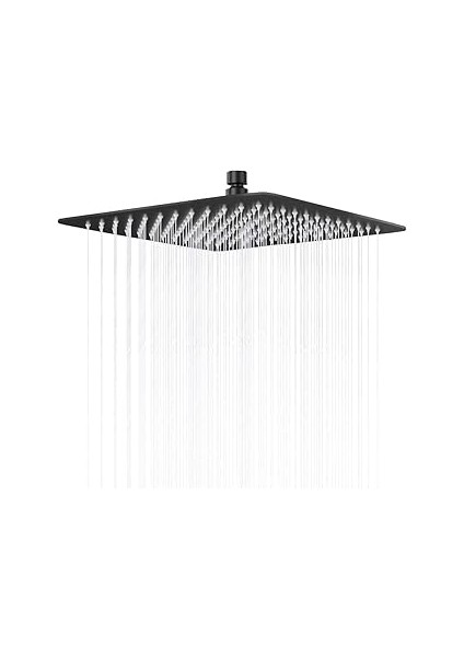Fause Tepe Duş Başlığı Kare Slim 304 Metal 20X20 cm KTD101 (Mat Siyah)
