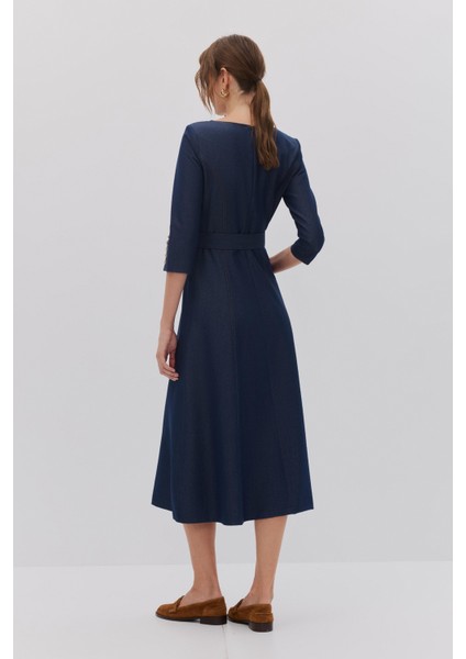 Denım Dikiş Detaylı Midi Elbise modelleri