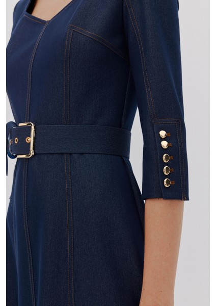 Denım Dikiş Detaylı Midi Elbise fırsatları