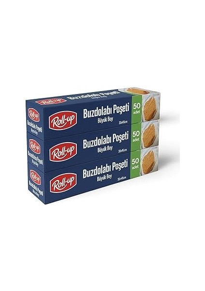 Roll-Up Büyük Boy Buzdolabı Poşeti 30X45CM 50'li x 3 Paket (150 Adet)
