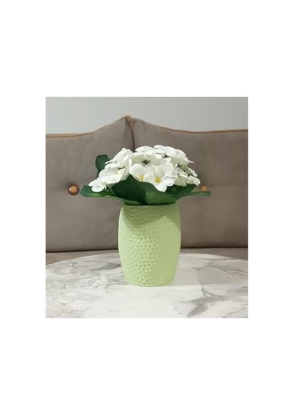 Vazo Dahi̇l,vazo Dahi̇l,vazoda Çi̇çek,beyaz Yapay Çi̇çek,vazo Yeşi̇l Petek Desenli̇ Poli̇resi̇n 8X8X15CM