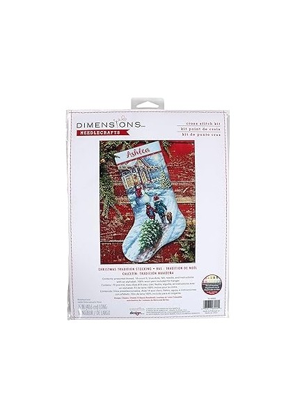 Dimensions 70-08995 Tatil Geleneği Kendin Yap Kişiselleştirilebilir Noel Kanaviçe Çorap Seti, 40 cm