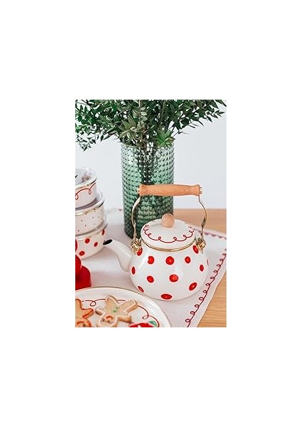 Merry Yılbaşı Özel Emaye Kettle (2litre- Ocakta-Sobada Kullanılabilir)
