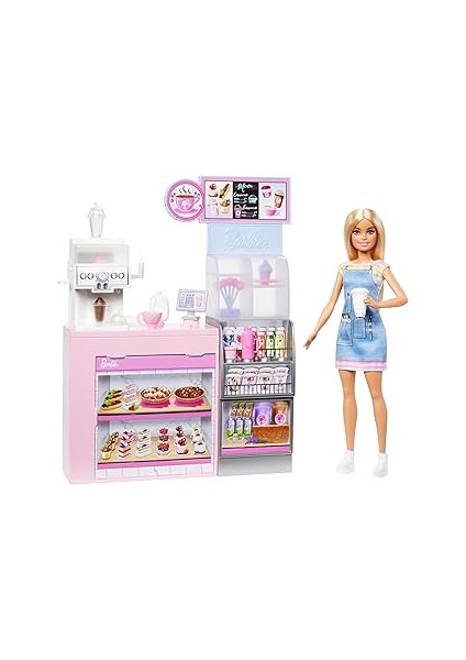 Barbie'nin Kahve Dükkanı Barbie'nin Kahve Dükkanı Oyun Seti Sarışın Barista Barbie, Kahve Makinesi