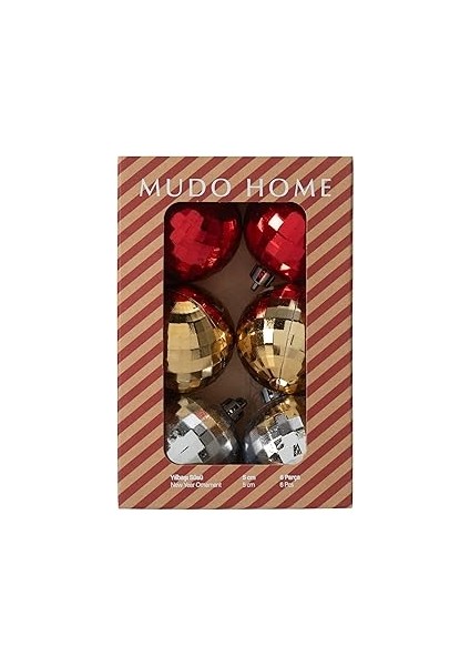 Disco Grid Yılbaşı Süsü 6'li 5 cm