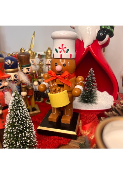 16 cm Çok Renkli Yılbaşı Fındıkkıran Kurşun Asker ve Kurabiye Adam Figürü