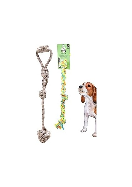 Proud Wave Köpek Oyuncağı Renkli Çekiştirmeli Halat Pamuk - Köpek Isırma Kemirme Oyuncağı Top Diş I