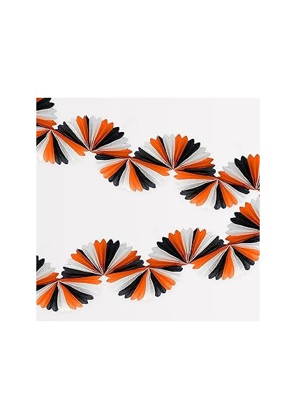 Meri Meri - Black & Orange Stripe Honeycomb Garland - Siyah & Turuncu Petekli Asılan Süs