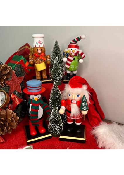 16 cm Çok Renkli Yılbaşı Fındıkkıran Kurşun Asker ve Kurabiye Adam Figürü fırsatları