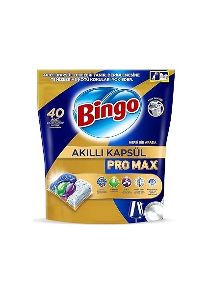 Bingo Akıllı Kapsül Bulaşık Makinesi Deterjanı Tableti 40'lı