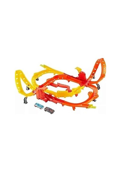 Hot Wheels Hot Ones Oyun Parkuru, 1:64 Ölçekli 2 Araç ve Kolayca Birleştirilebilen Pistle Baş