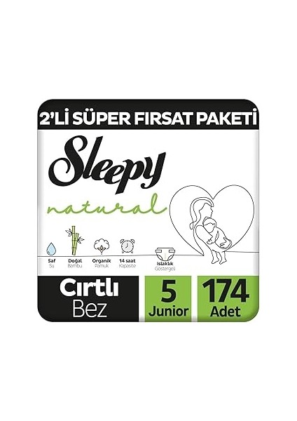 Sleepy 2'li Fırsat Paketi Bebek Bezi 5 Numara Junior 174 Adet