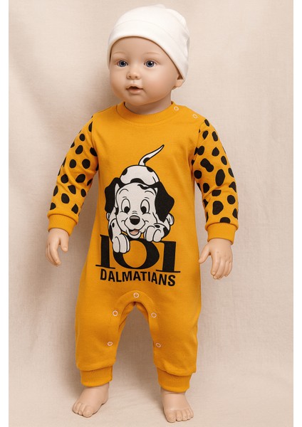 Turuncu Benekli Kol Detaylı Köpek Baskılı Bebek Tulum 0-3 Ay 3-6 Ay 6-9 Ay 6-9 Ay fiyatları
