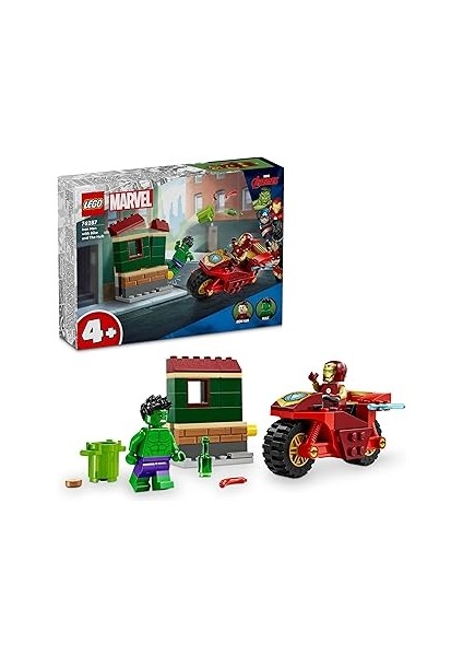 | Motosikletli Iron Man ve Hulk 76287-4 Yaş ve Üzeri Süper Kahraman Sevenler Için Aveng