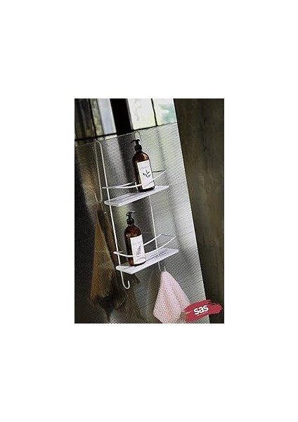 Sas Haus Ömür Boyu Paslanmaz Kristal Raf Banyo Düzenleyici Şampuanlık Beyaz Dşbb