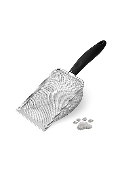 Aputue Kedi Kumu Küreği, Paslanmaz Çelik Kafes Tasarımlı Kedi Kumu Küreği, Pratik Kancalı Kedi Kumu