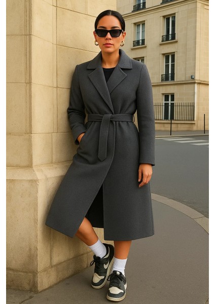 Kadın Kruvaze Salaş Trend Füme Kaşe Kaban modelleri