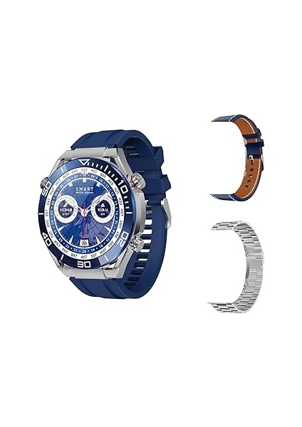 Robeve G3 Watch Ultimate Akıllı Saat - Tüm Telefonlarla Uyumlu, 49MM 2.02INÇ, 3 Kordonlu (Metal, De