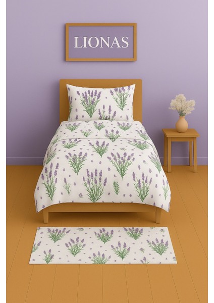 Tek Kişilik Desenli Nevresim + 1 Adet Kapaklı Yastık Kılıfı