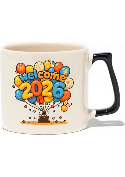 Yılbaşı Yeni Yıl Welcome 2026 Lüks Kupa - Hediye Seramik Kupa