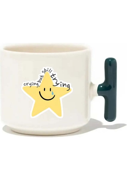 Crying But Still Trying Latte Fincanı- Hediye Seramik Kupa