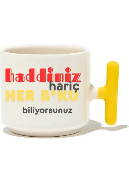 Haddiniz Hariç Her B*ku Biliyorsunuz Latte Fincanı- Hediye Seramik Kupa