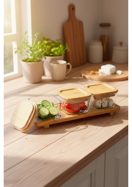 Lunaya 3'lü Bambu Standlı Kahvaltılık Küçük Boy fiyatları