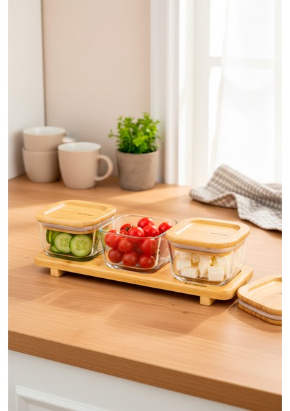 Lunaya 3'lü Bambu Standlı Kahvaltılık Küçük Boy indirimleri