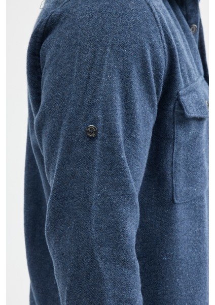 Düz Flanel Oduncu Gömlek - Regular Fit Kalın %100 Pamuklu Çift Cepli Ceket Gömlek