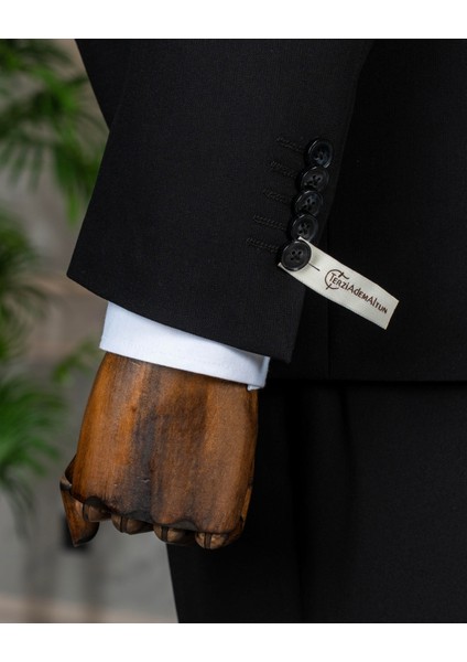 Italyan Stil Kruvaze Ceket Pantolon Takım Elbise Siyah T14087 modelleri