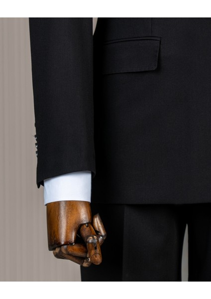 Italyan Stil Kruvaze Ceket Pantolon Takım Elbise Siyah T14087 fırsatları