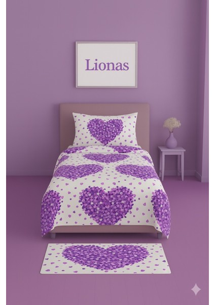 Tek Kişilik Desenli Nevresim + 1 Adet Kapaklı Yastık Kılıfı