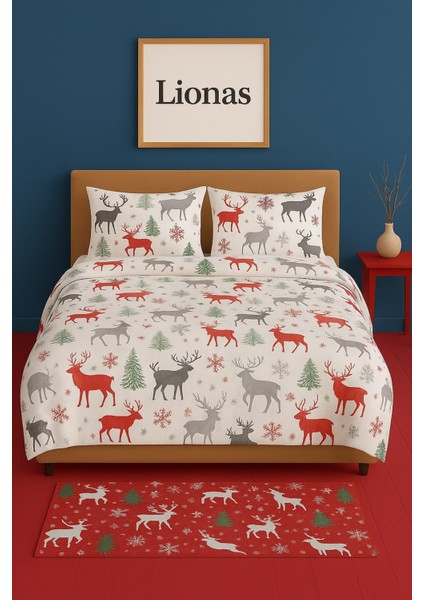 Çift Kişilik Desenli Nevresim + 2 Adet Kapaklı Yastık Kılıfı