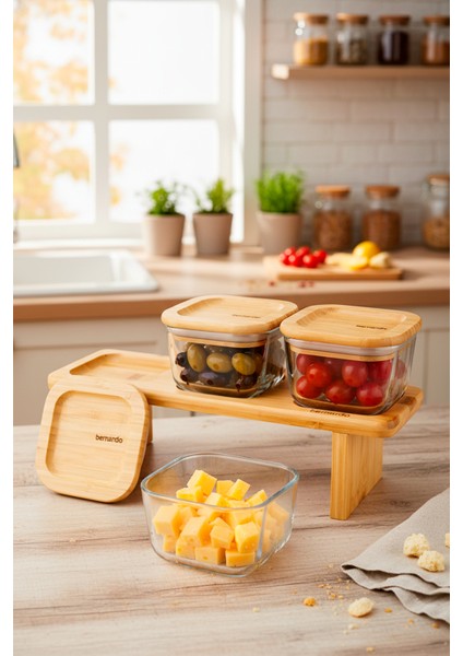 Lunaya 3'lü Bambu Standlı Kahvaltılık Büyük Boy