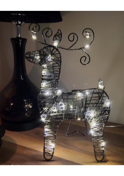 Gri LED Işıklı Geyik Ferforje, Şık ve Modern Dekorasyon Ürünü