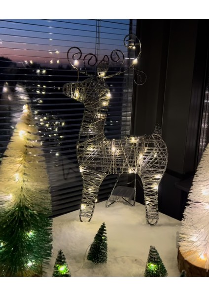 Gri LED Işıklı Geyik Ferforje, Şık ve Modern Dekorasyon Ürünü