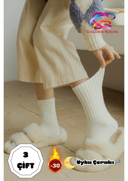 Kadın Yün Termal Kalın Kışlık Sıcak Tutan Uyku Çorabı Seti 3’lü fırsatları