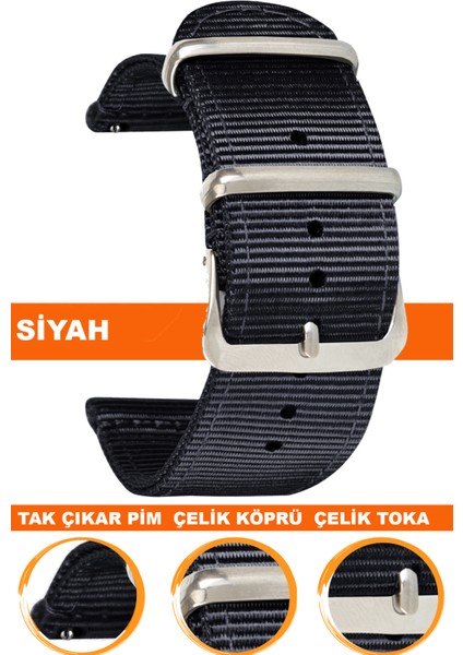 18mm-20mm-22mm-24mm saatlerle uyumlu premıum nato kumaş tekstil saat kordonu kayışı f39clds-b