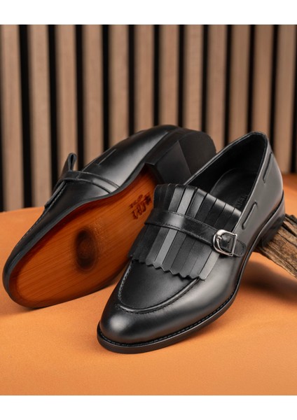 Italyan Stil Iç Dış Naturel Deri Erkek Ayakkabı Siyah T14616 modelleri