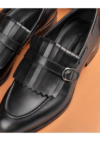 Italyan Stil Iç Dış Naturel Deri Erkek Ayakkabı Siyah T14616 fırsatları