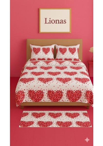 Çift Kişilik Desenli Nevresim + 2 Adet Kapaklı Yastık Kılıfı