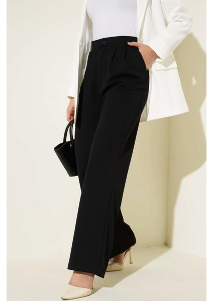 Kadın Ithal Krep Kumaş Pileli Esnek Palazzo Pantolon – Şık ve Rahat Kesim | Siyah & Kahve | S-Xl fiyatları