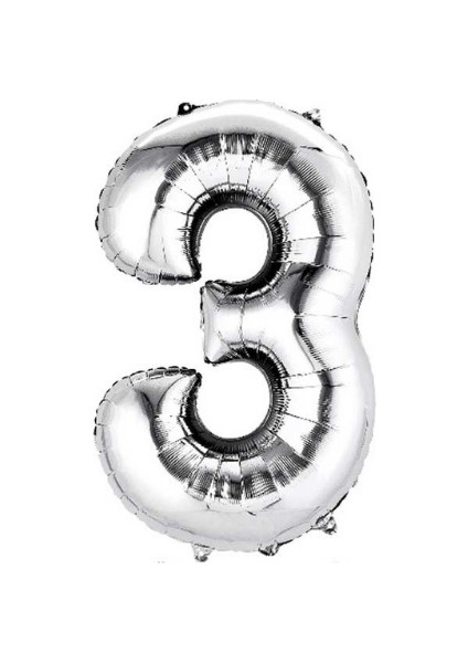 3 Numara Gümüş Folyo Balon