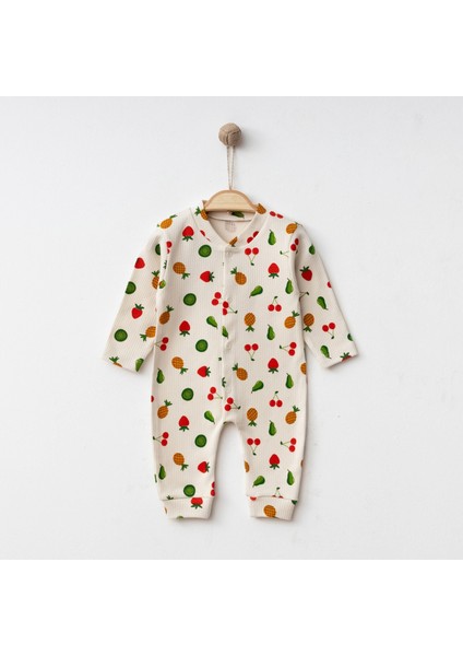 Meyve Desenli Kabartmalı Yumuşak Bebek Tulum – 0-2 Ay – 2-4 Ay – 4-6 Ay 2-4 Ay