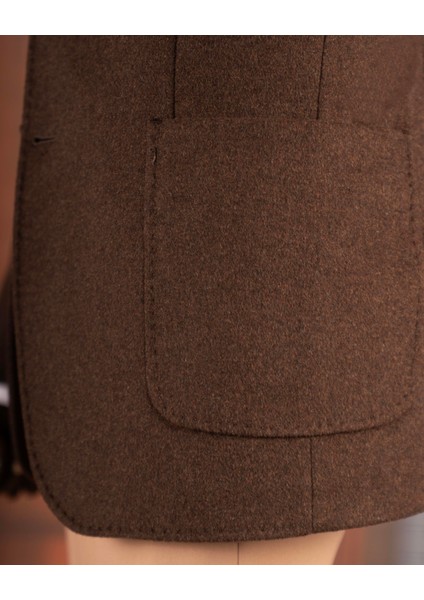 Italyan Stil Slim Fit Mono Yaka Torba Cep Erkek Ceket Kahverengi T15057 indirimleri