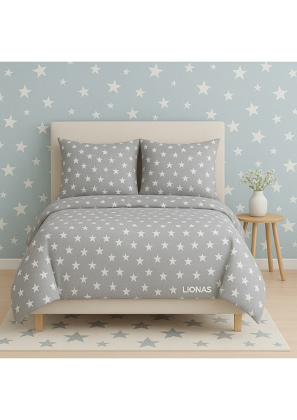 Çift Kişilik Desenli Nevresim + 2 Adet Kapaklı Yastık Kılıfı