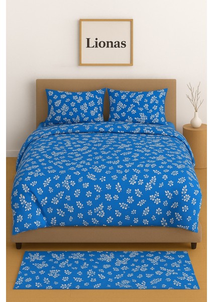 Çift Kişilik Desenli Nevresim + 2 Adet Kapaklı Yastık Kılıfı