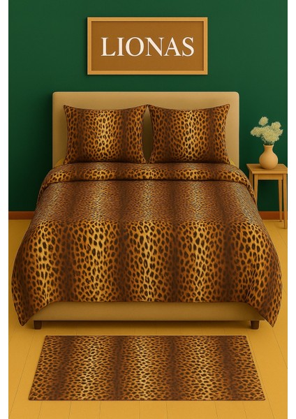 Çift Kişilik Desenli Nevresim + 2 Adet Kapaklı Yastık Kılıfı